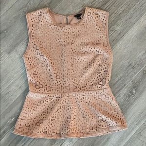 Ann Taylor XXSP blush lace peplum top EUC